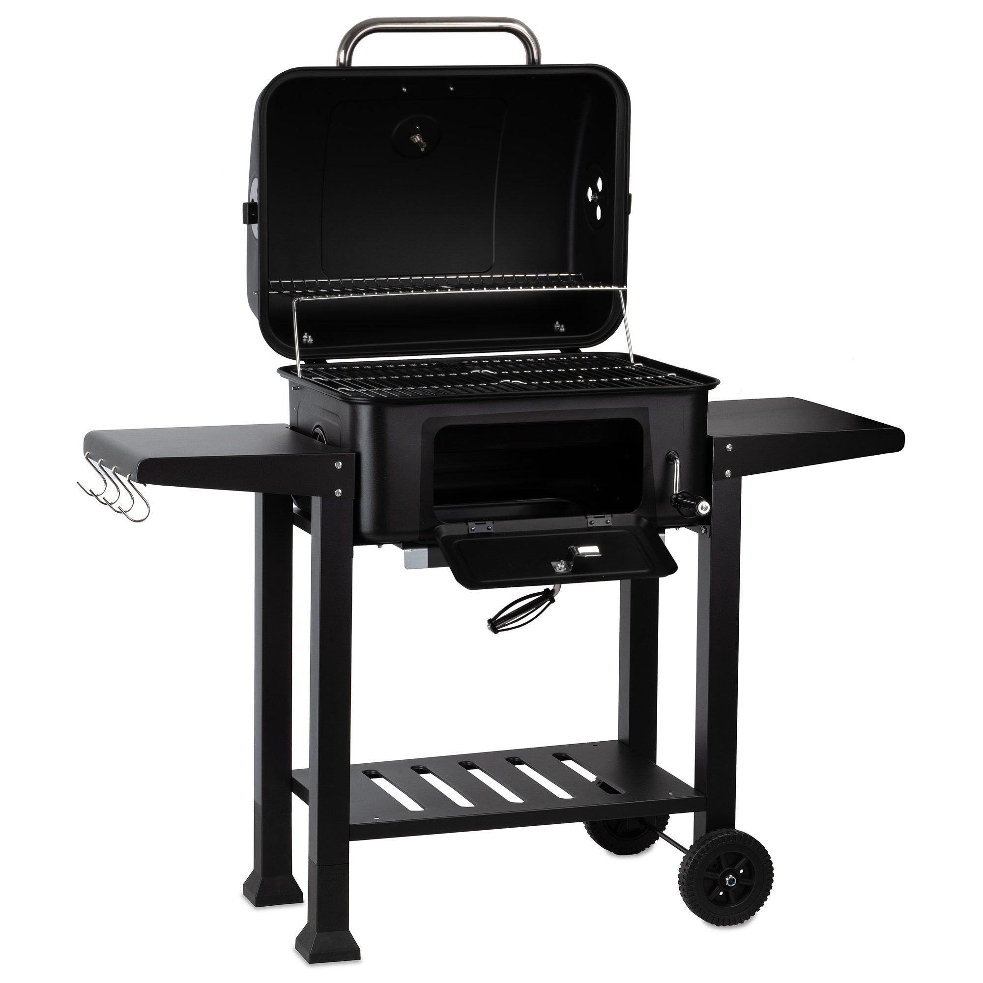 BBQ-Toro Holzkohlegrill Holzkohle Grillwagen mit höhenverstellbarer Kohleschale, Holzgrill