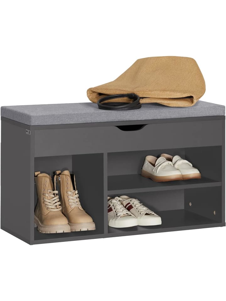 SoBuy Schuhbank in Dunkelgrau - (B)80 x (H)48 x (T)31cm günstig kaufen onesize