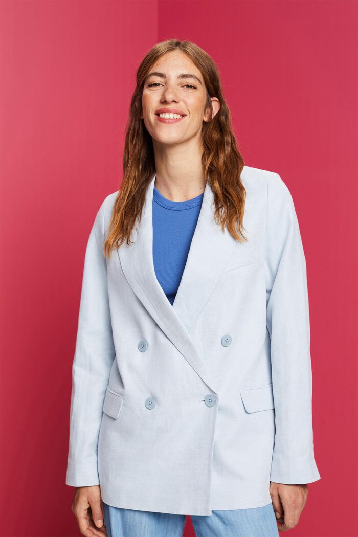Zweireihiger Blazer aus Baumwolle-Leinen-Mix