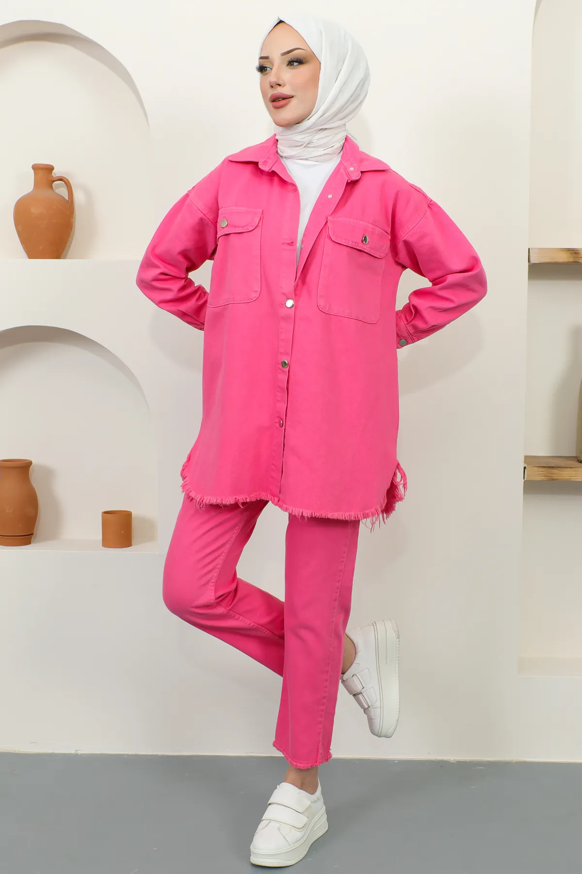 benguen  5718 Jacke und Hose mit Troddeln, 2er-Set, Rosa