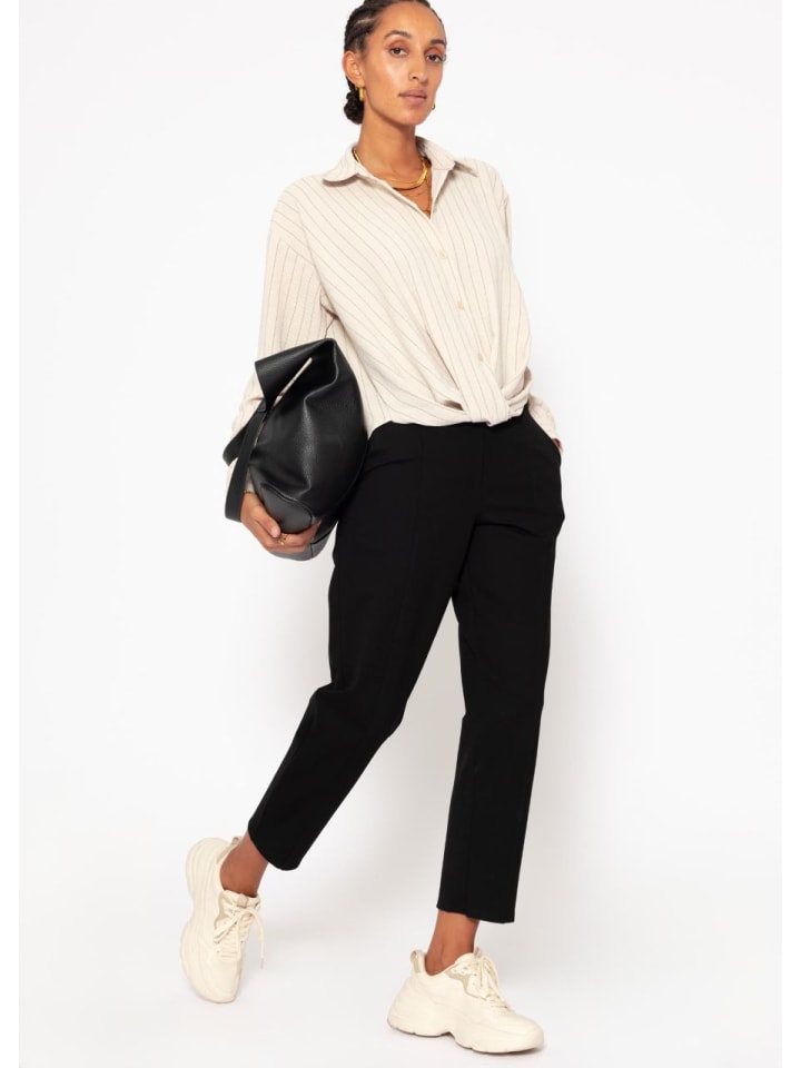 SASSYCLASSY Jersey Chinos mit Ziernaht in Schwarz günstig kaufen