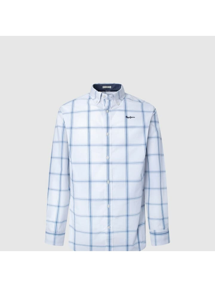Pepe Jeans Hemd in Weiß/Blau günstig kaufen
