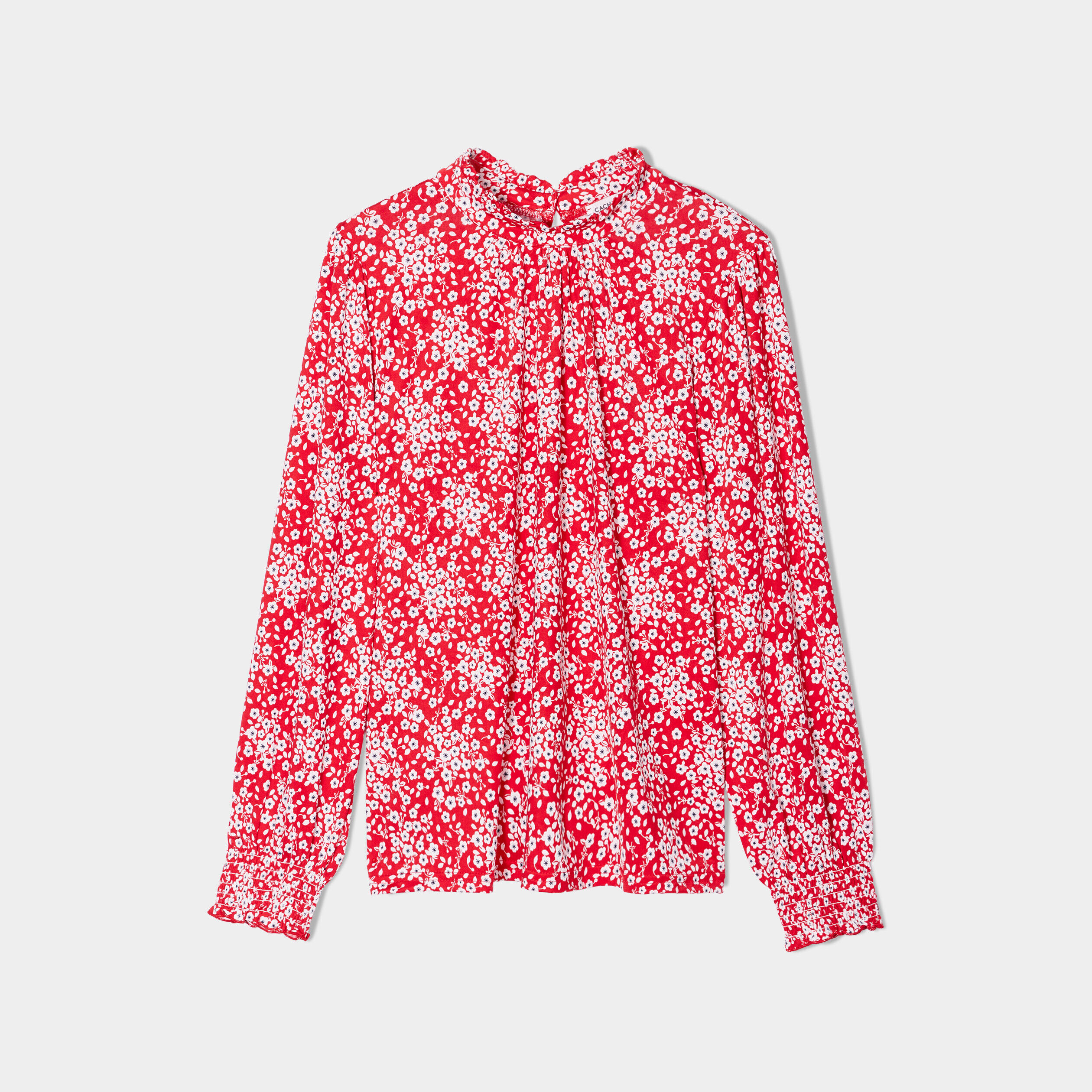 Blouse col montant rouge femme | Cache Cache