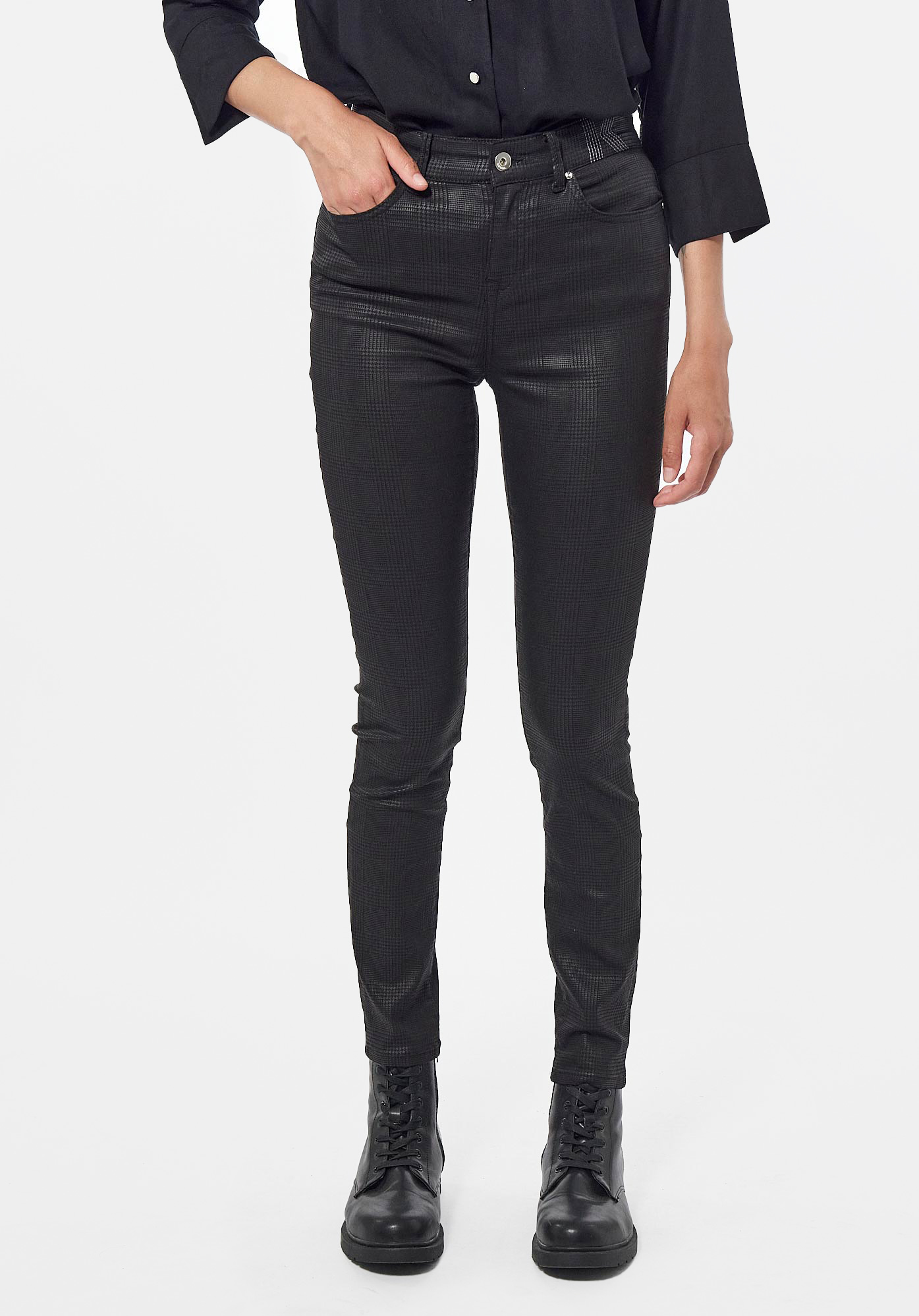 CAMIE  Jean slim pied de poule Femme