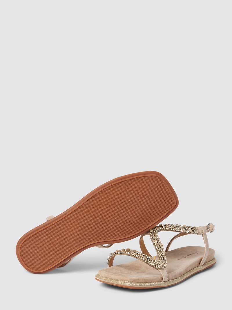 Sandalen mit Strasssteinbesatz in beige