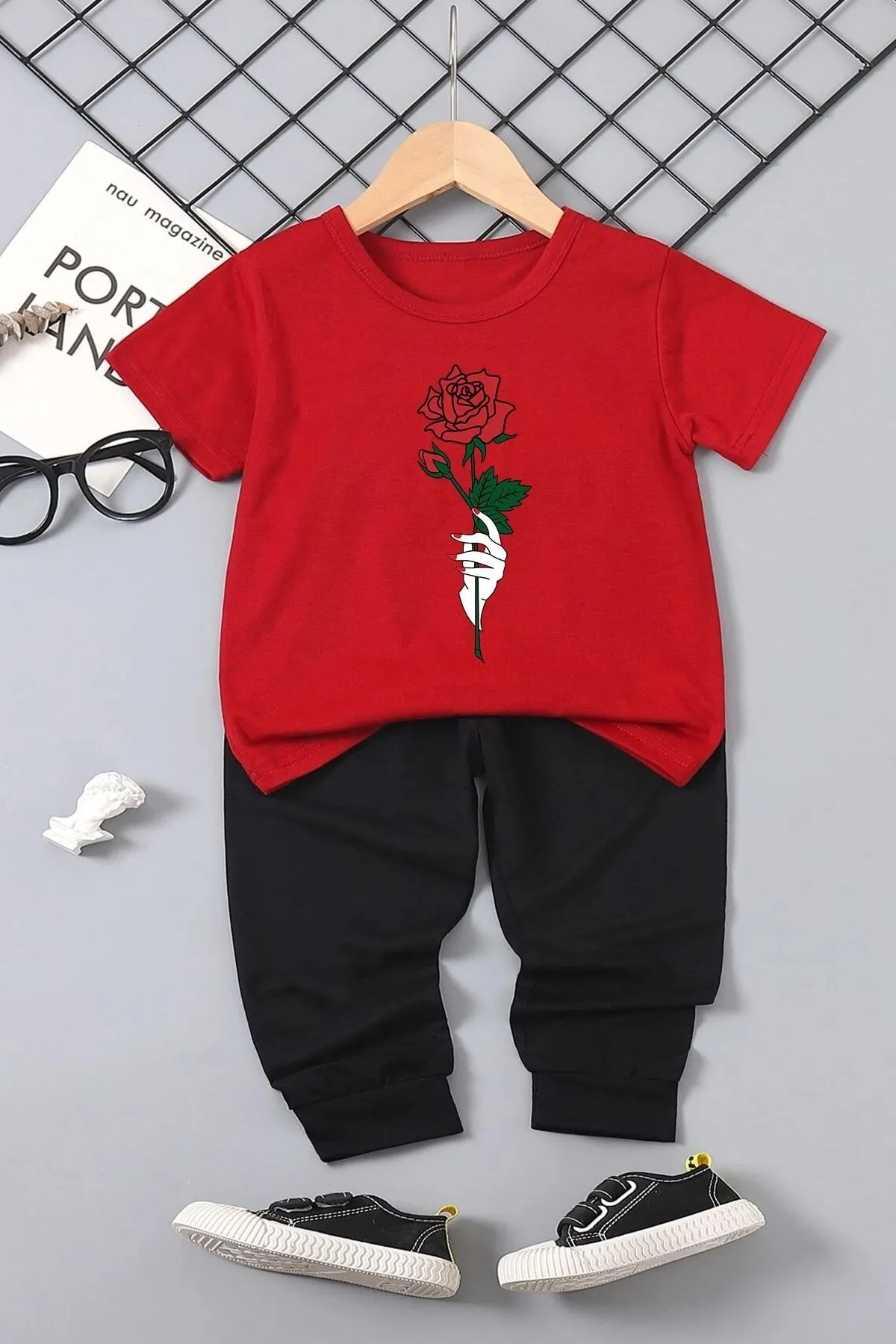 uyguntarz  Kids Rose Bottom – Top-Trainingsanzug-Set
