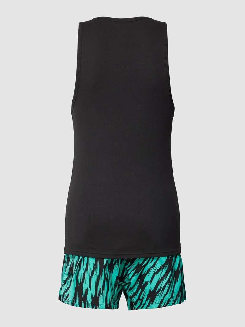 Pyjama mit Label-Print in smaragdgrün