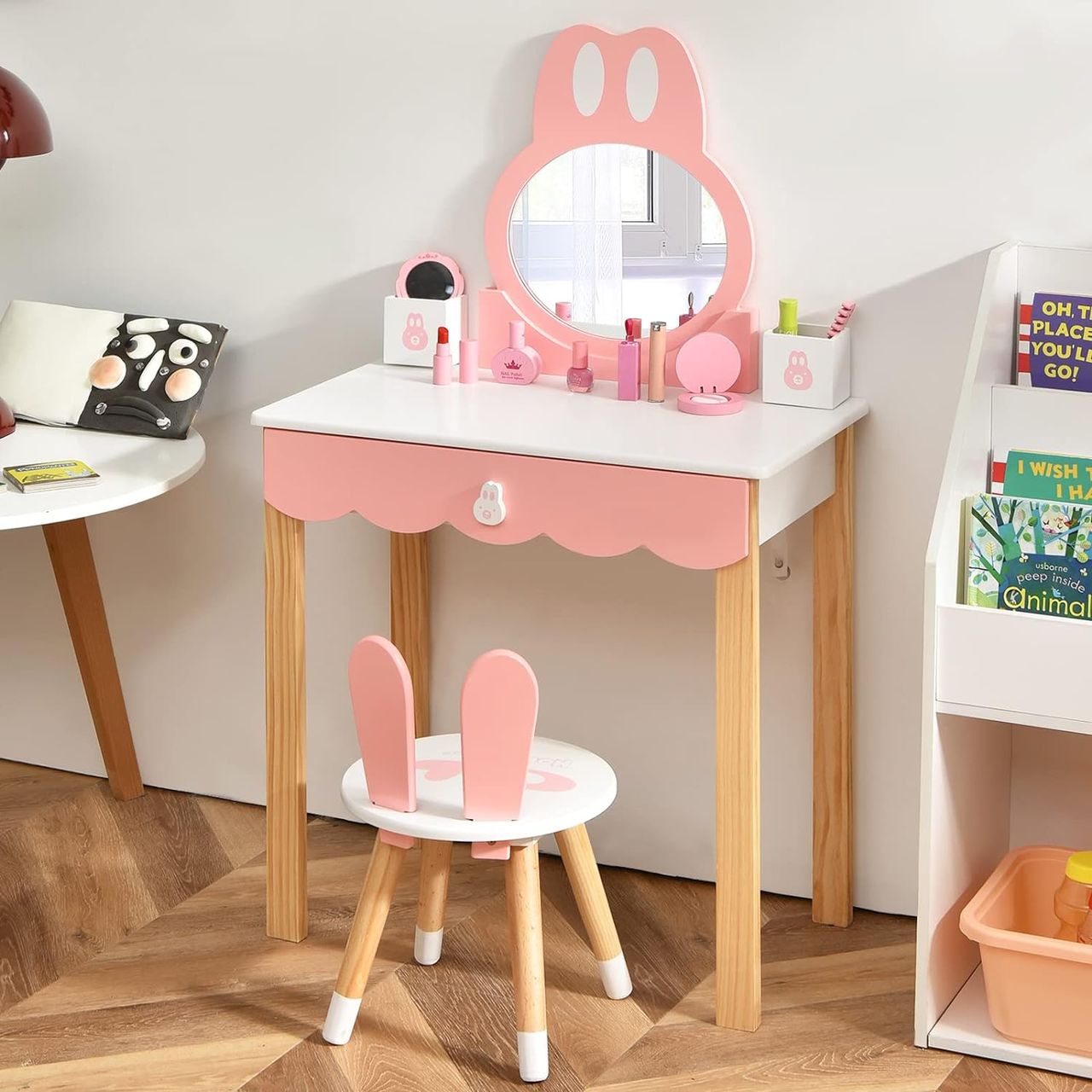 Costway Kinder Schminktisch mit Hocker