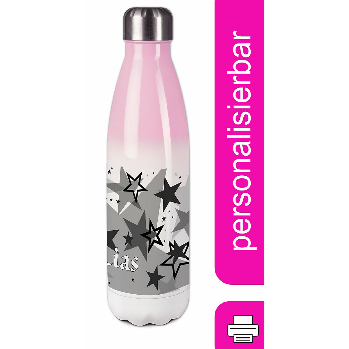 Edelstahl Kinder Thermoflasche / Trinkflasche bunt Sternenhimmel Farbe schwarz Spülmaschinenfest, Auslaufsicher, Bruchfest, Doppelwandig, Für Heißgetränke geeignet, Mit Deckel, Isoliert