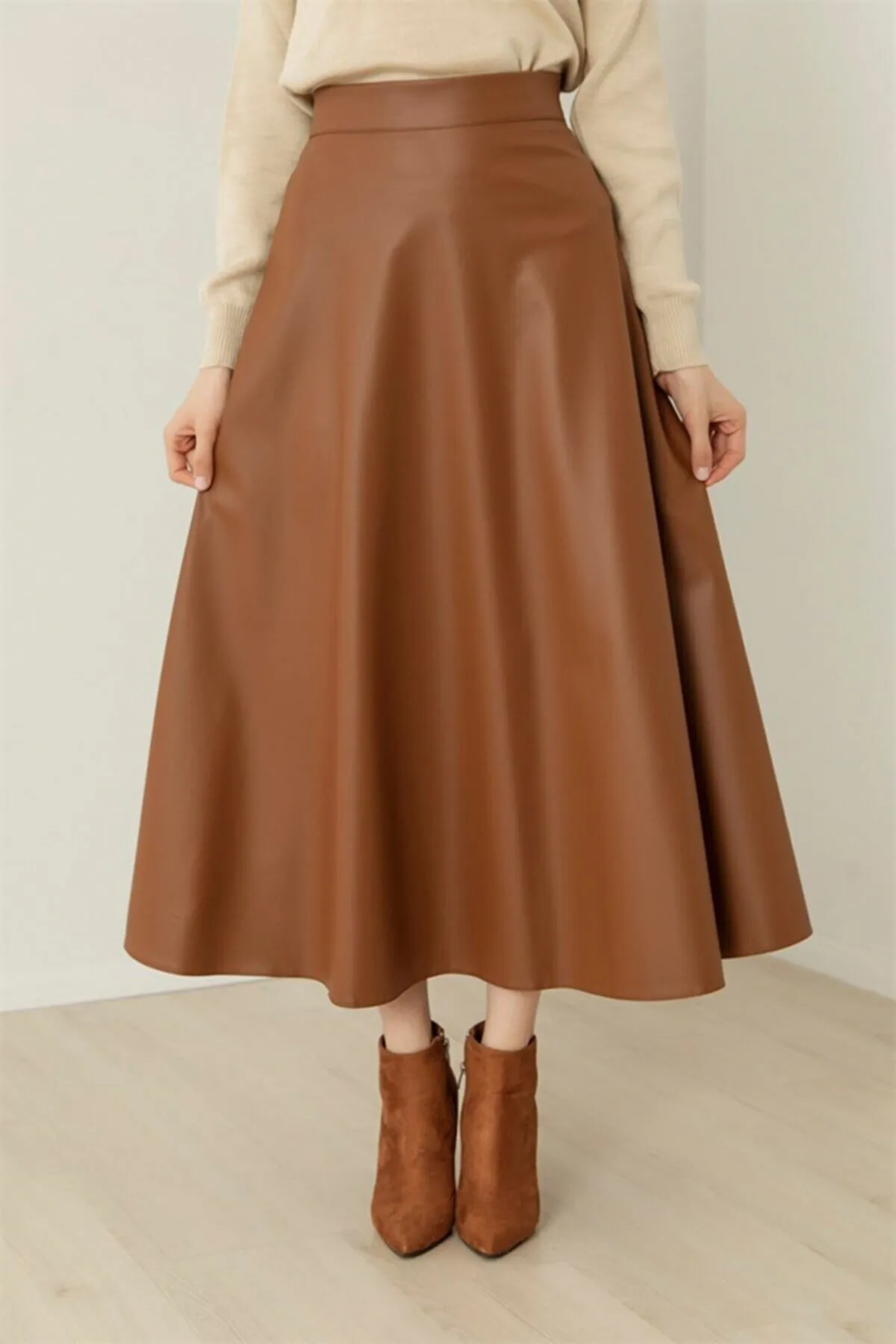 VOLT CLOTHİNG  Damen-Lederrock Mevlana Tan