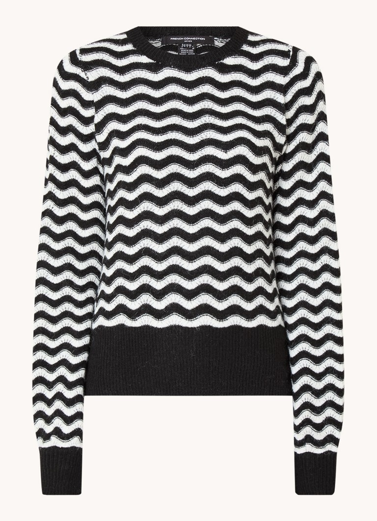 French Connection Natasha fine-knit sweater in wool blend with stripe print