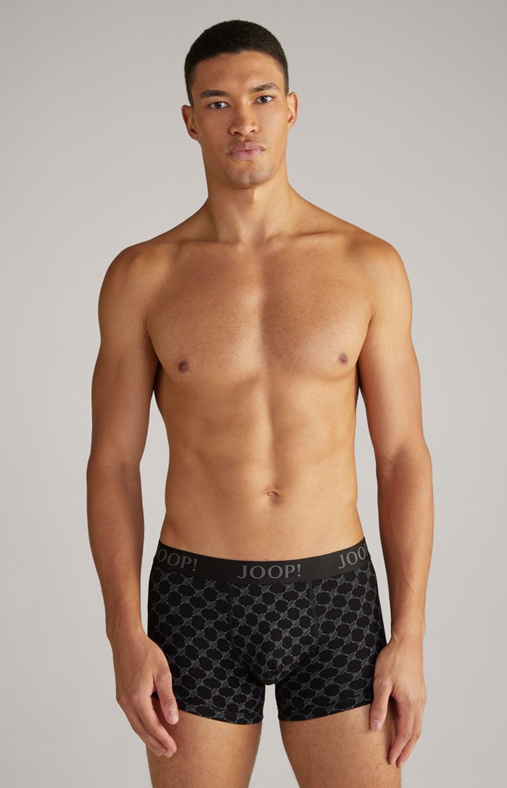 3er-Pack Fine Cotton Stretch Boxer in Schwarz/Rot/Weiß gemustert