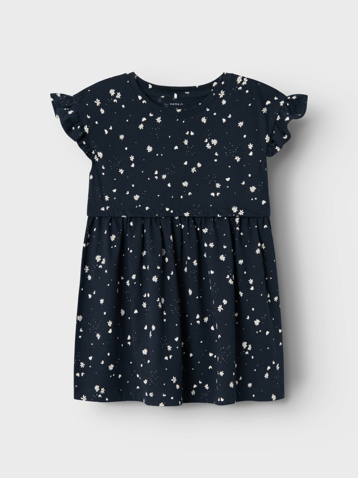 name it Kleid Kurzes Rundhals Baumwolle Dress in Blau-2 günstig kaufen 98