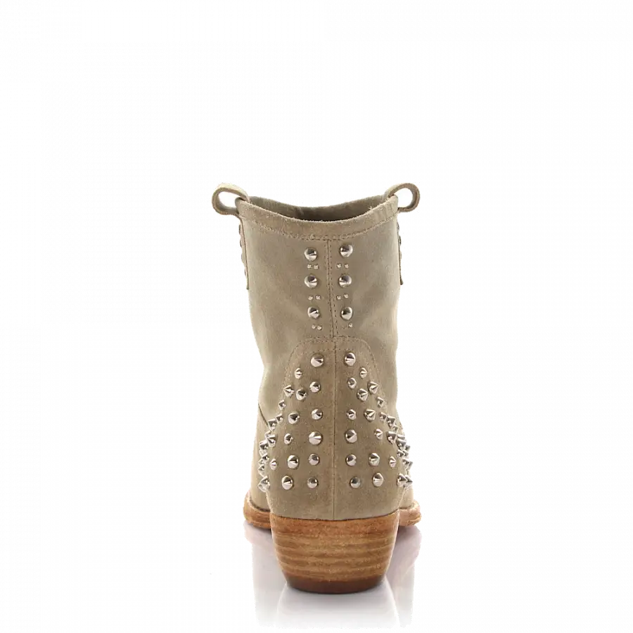 Rossano Bisconti - Stiefeletten Veloursleder Nieten beige - beige