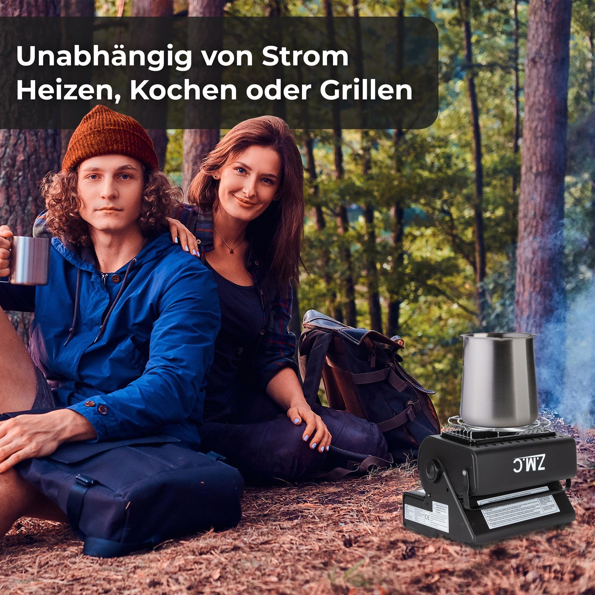 Z.M.C.GMBH Heizgerät 2in1 Tragbare Gasheizung + Camping Gas Kocher Heizung Heizstrahler, Gasheizung Keramik 1,3KW 1300 W Zeltheizung Campingheizer Gasstrahler
