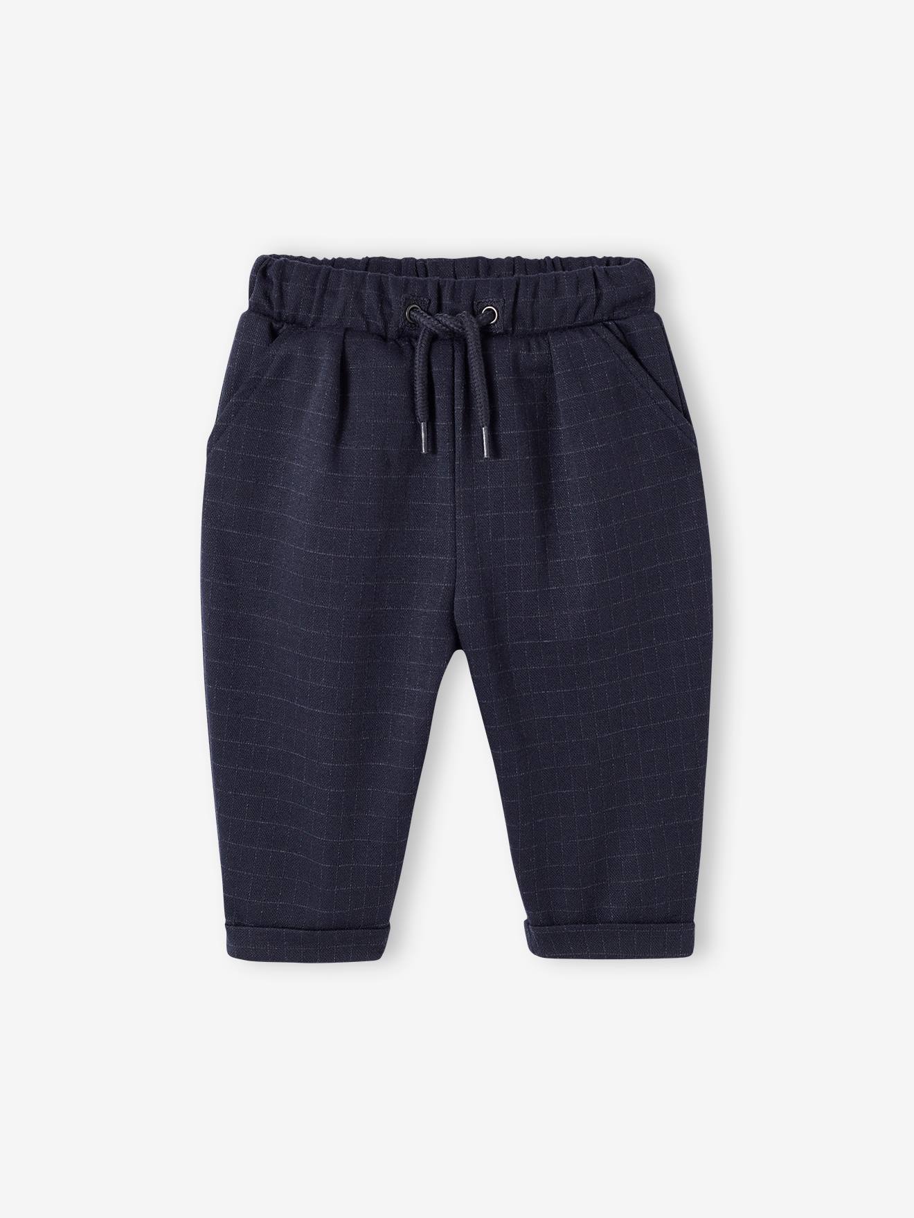 Pantalon bébé à carreaux bleu nuit