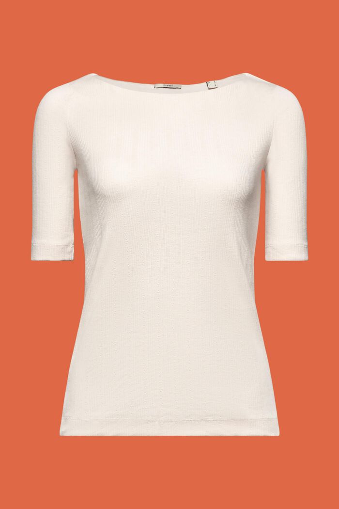 Pointelle-T-Shirt in gerippter Optik