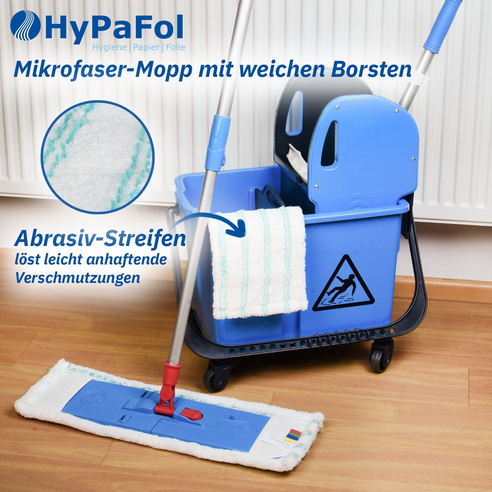 Hypafol Wischmopp SET, 90-180 cm Teleskopstiel inkl. 40 cm Bezug