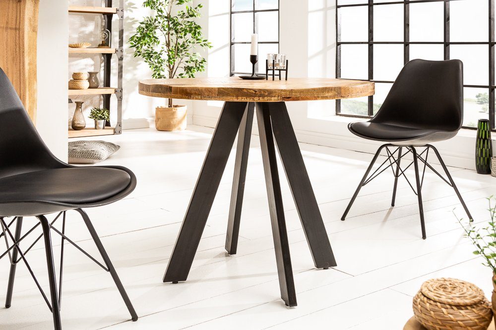riess-ambiente Esstisch IRON CRAFT 80cm natur, Massivholz · rund · Küchentisch · Mangoholz