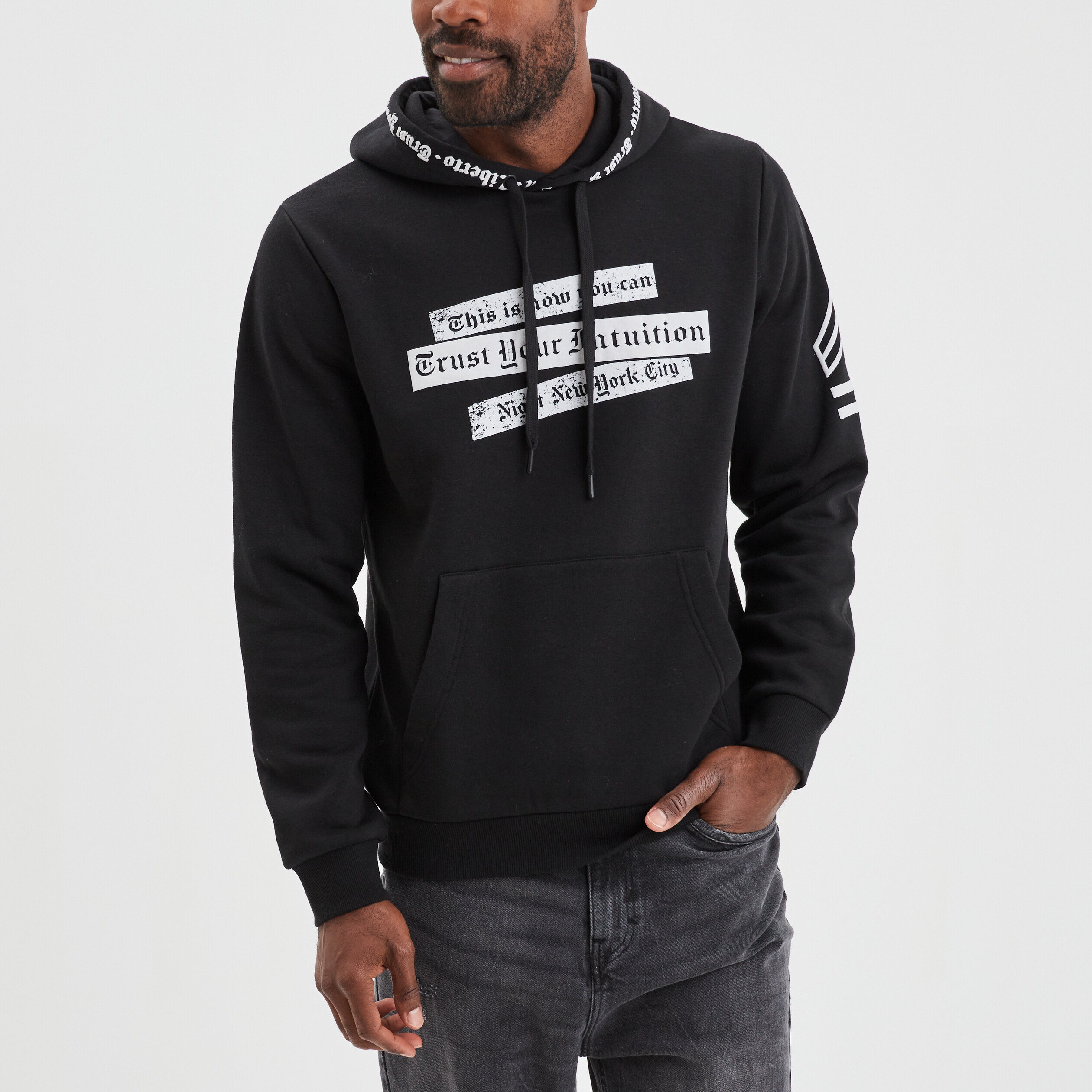 Sweat à capuche hoodie 1 poche Liberto noir homme | La Halle