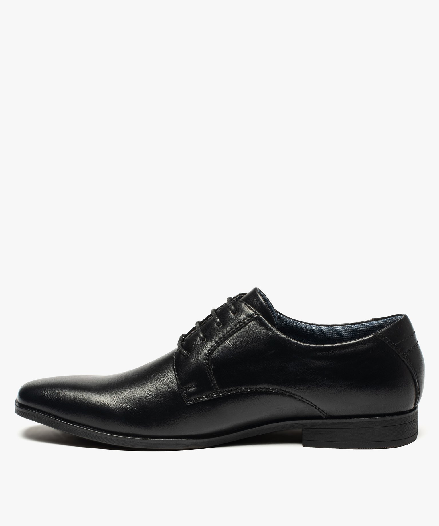 Derbies homme unis à bout carré noir | GEMO
