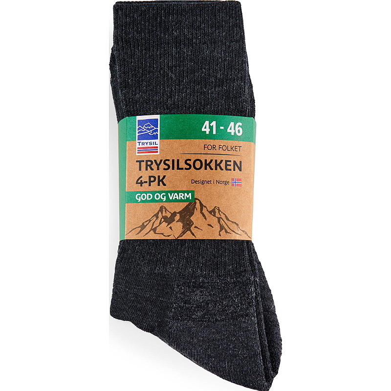Trysil Trysilsokk 4-pk str 41/45 mørkegrå