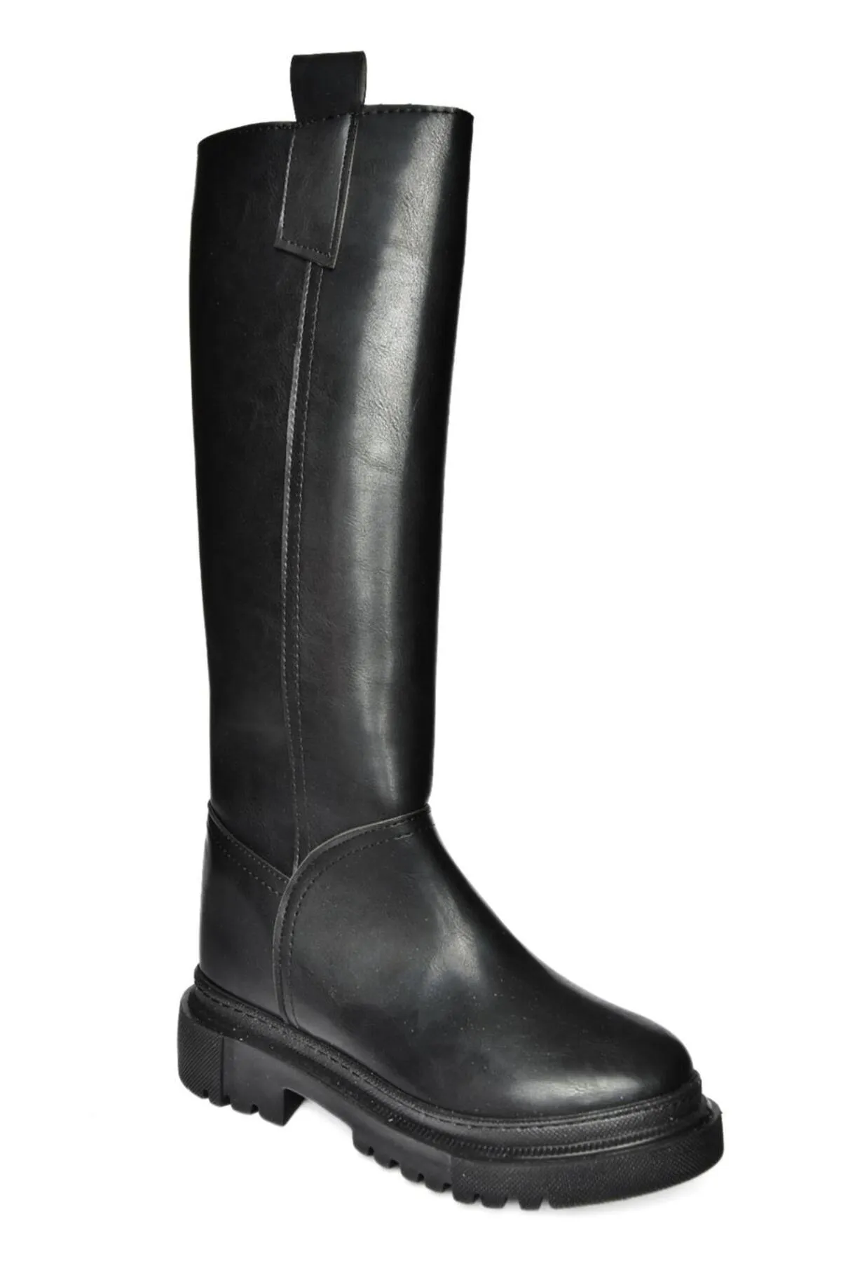 Fox Shoes  Schwarze Damenstiefel mit dicker Sohle