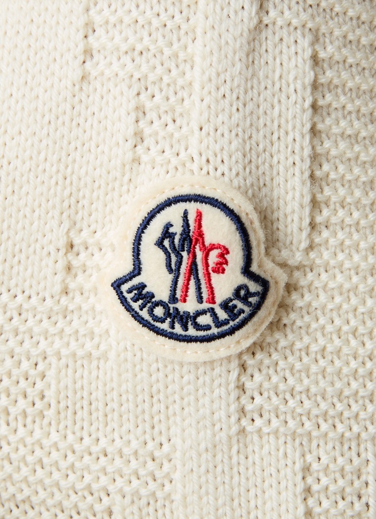 Pulover Moncler din lână virgină tricotată gros cu logo