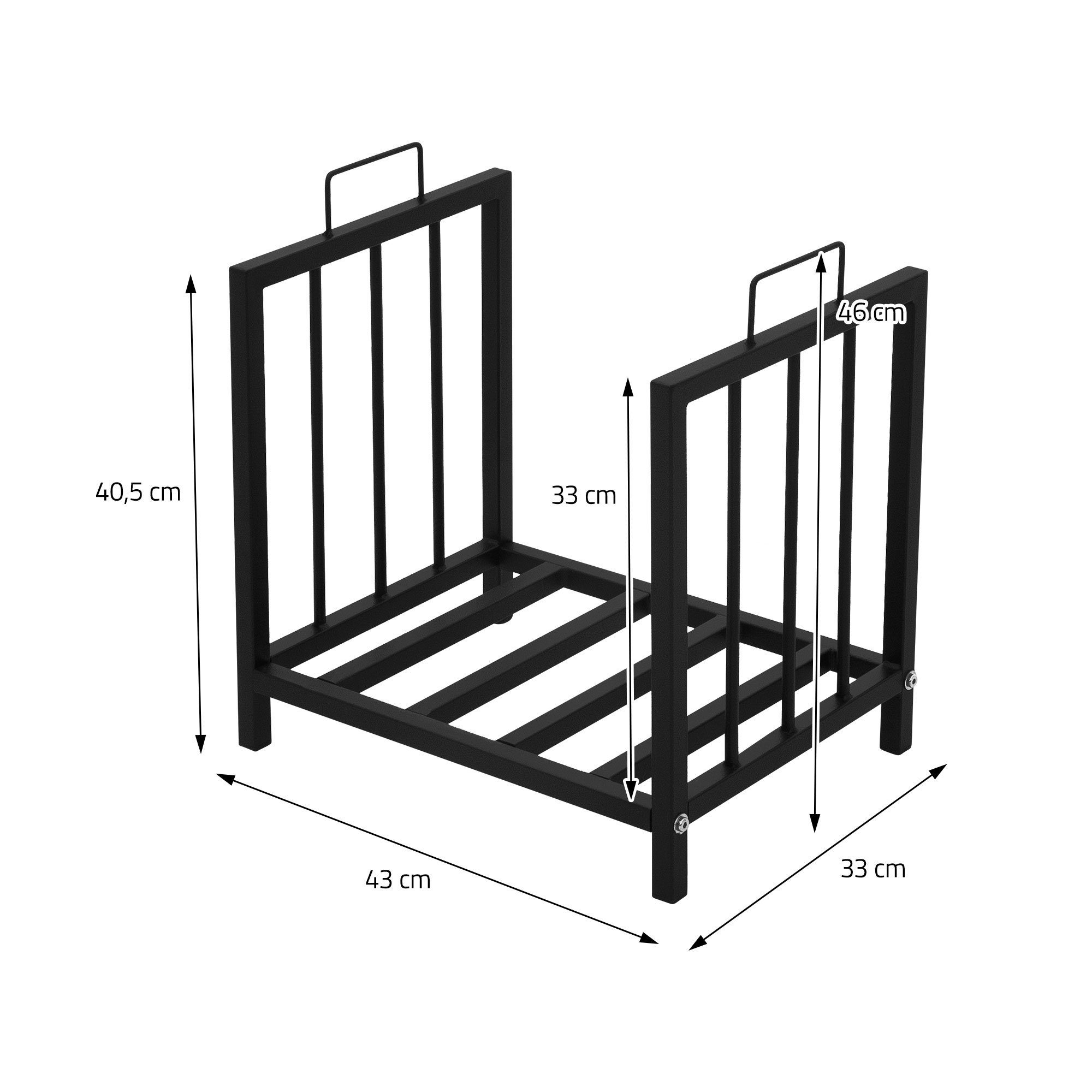 ML-DESIGN Kaminholzregal Brennholzregal Holzaufbewahrung Kaminholzständer Kaminholzhalter, BxTxH:33x43x46 cm, Schwarz 43x46x33cm rechteckig Metall Innen/Außen