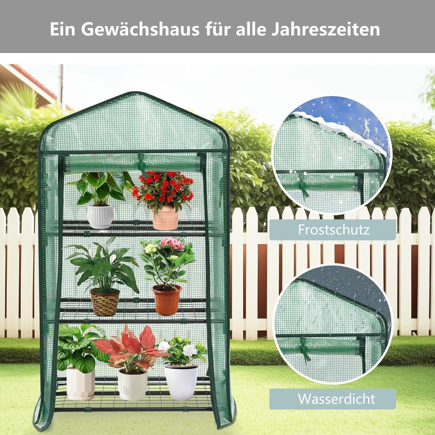 Woltu Foliengewächshaus, BxTxH: 69 x 49 x 125,00 cm, mit 4 Ablagen Rolltür