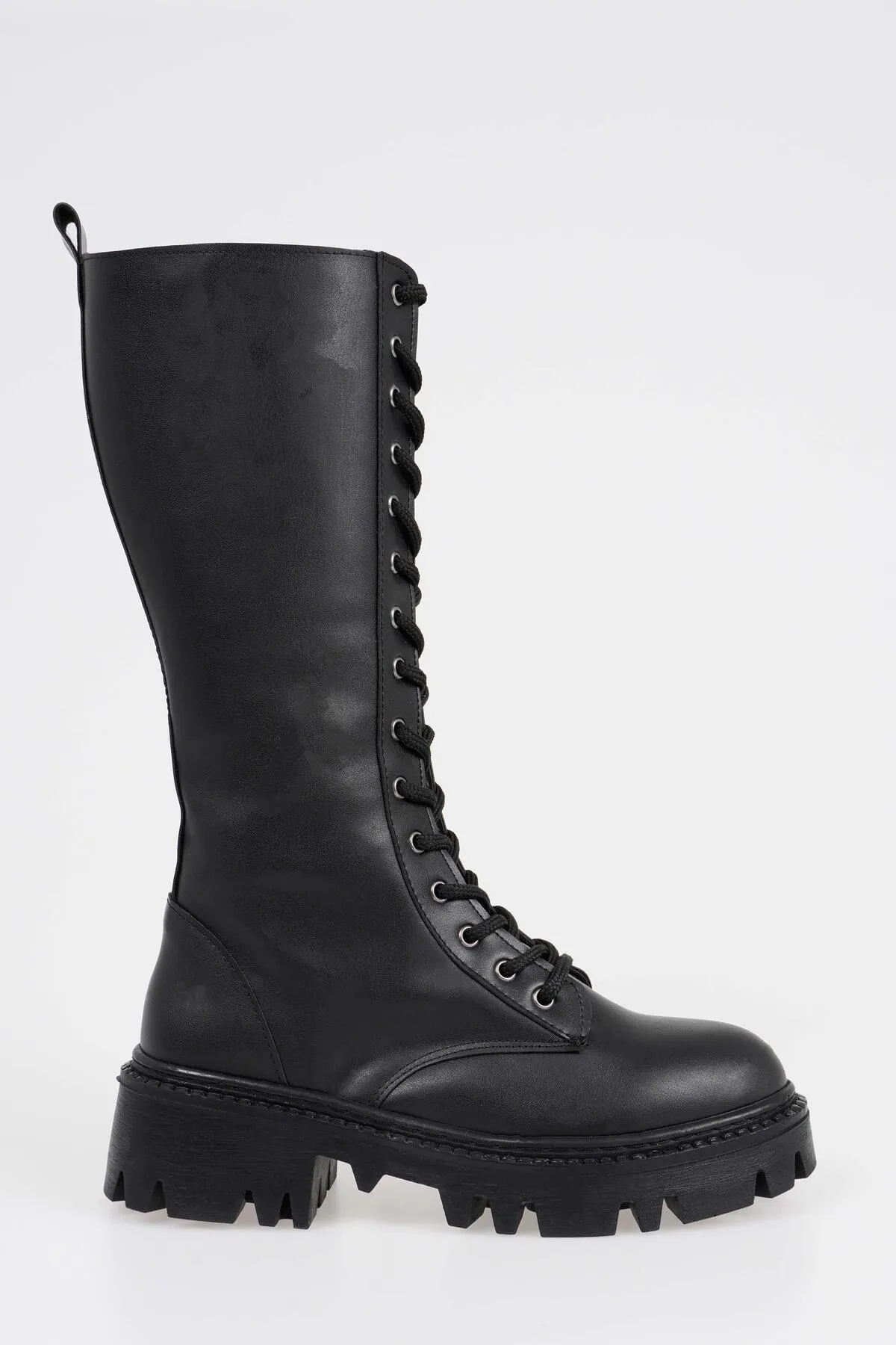 CZ London  Knielange Schnürstiefel für Damen mit dicker Zehensohle