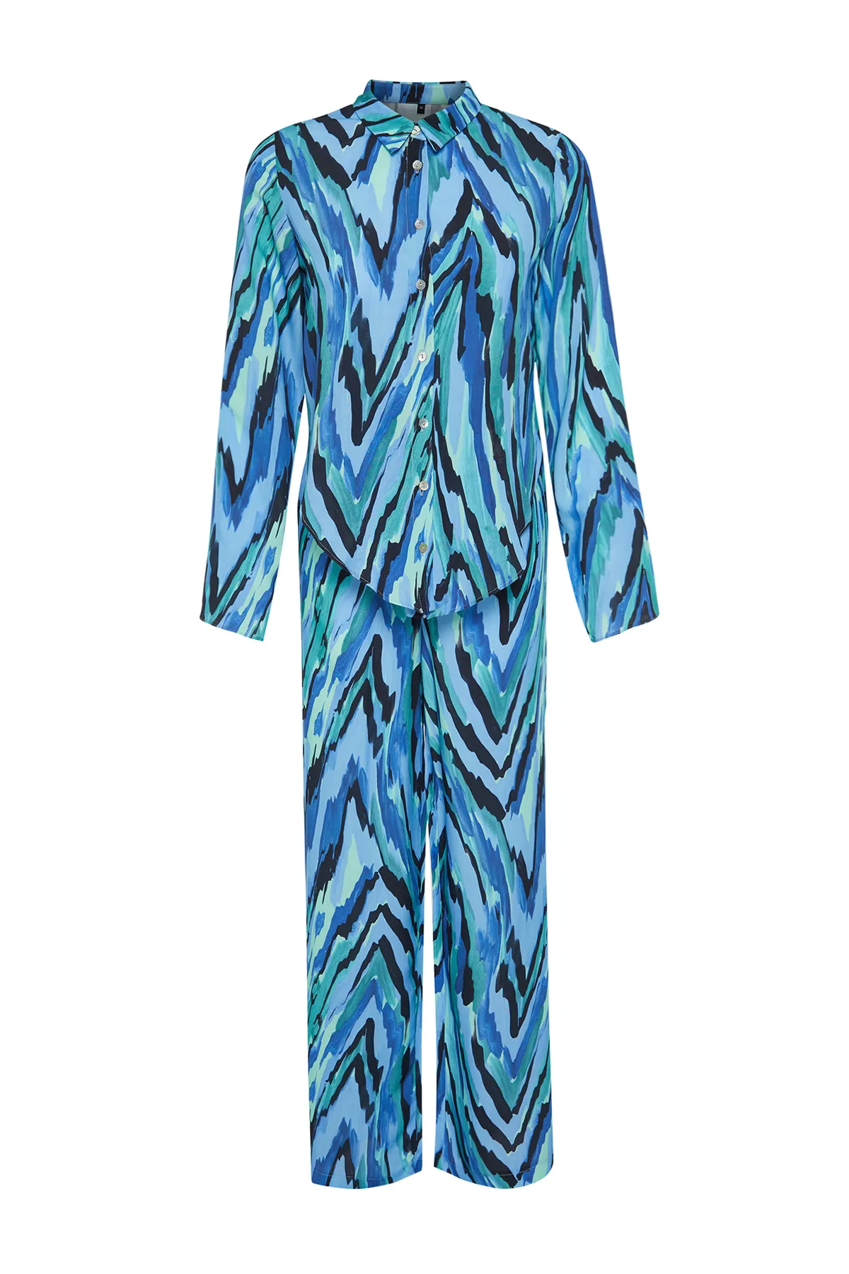 Trendyol Collection  Set aus gewebtem Hemd und Hose mit abstraktem Muster TBESS24AU00003