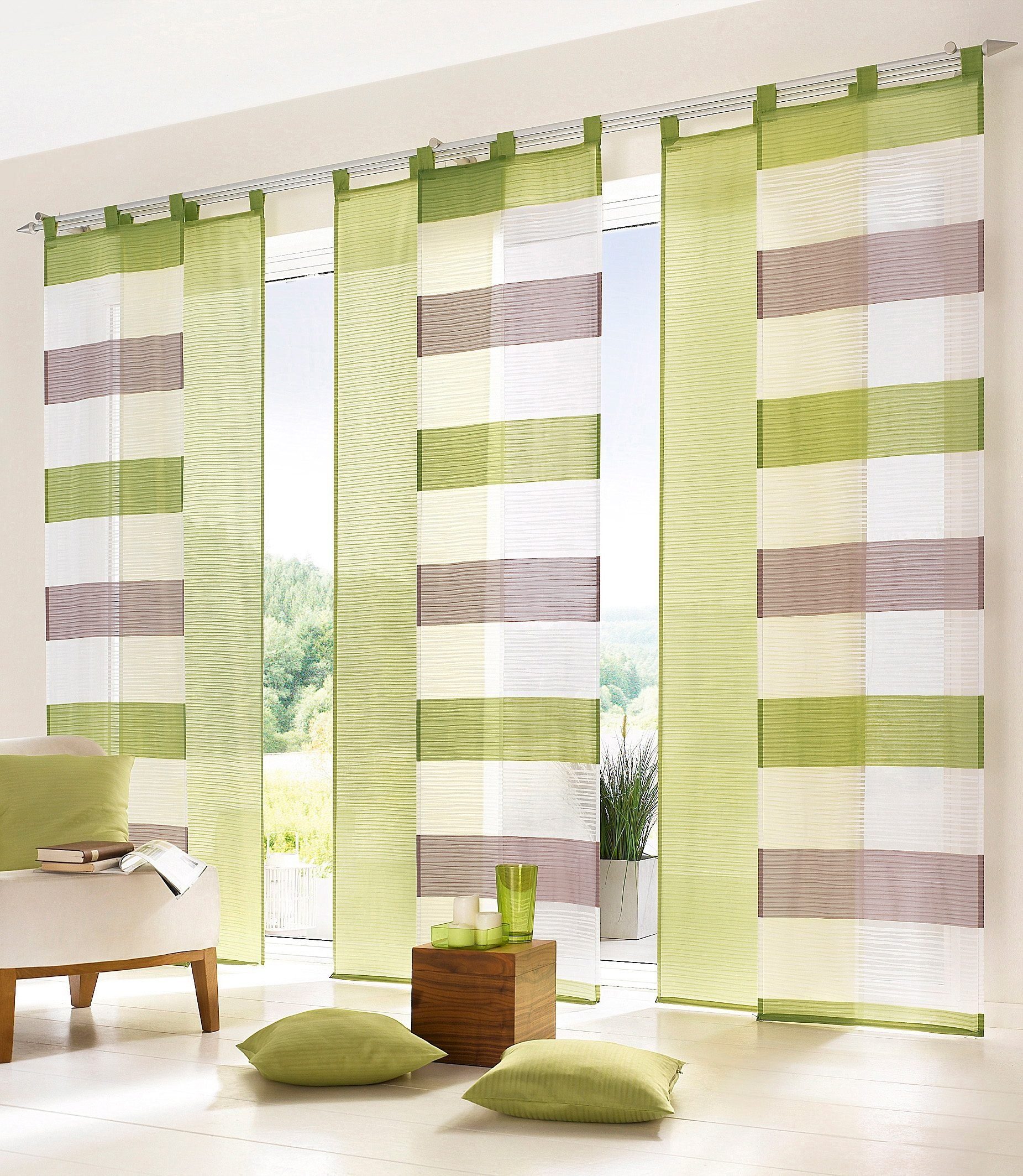 Schiebegardine Sarnia, HOME WOHNIDEEN, Klettband (1 St), halbtransparent, Voile, ohne Montagezubehör, 57 cm