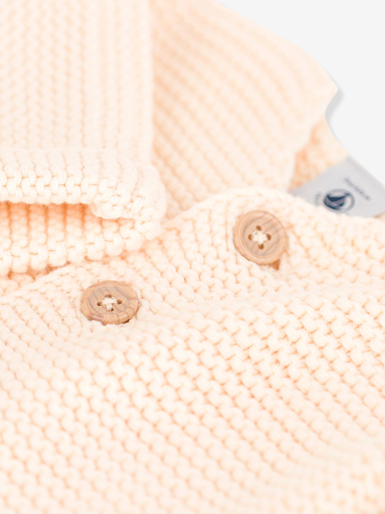 Cardigan bébé tricot point mousse en coton bio PETIT BATEAU blanc
