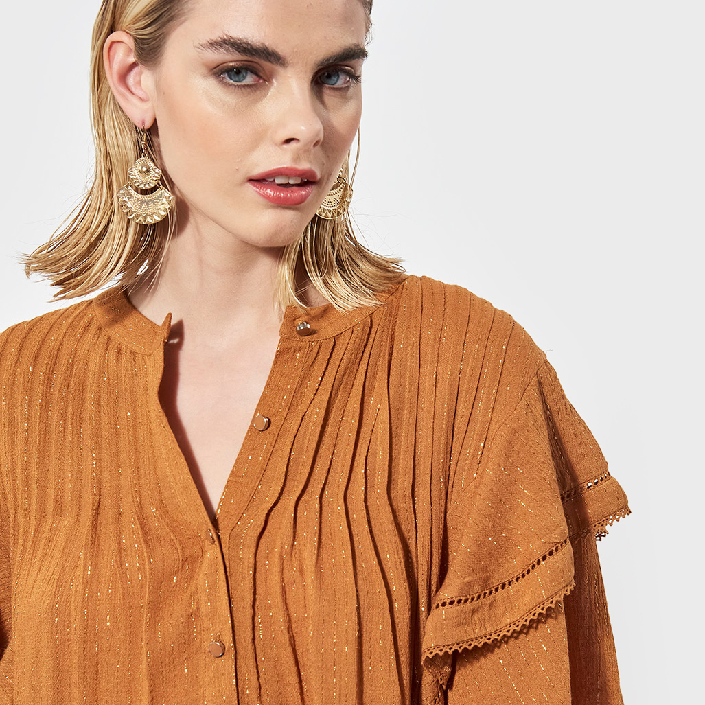 JAWAL  Blouse marron oversized Femme