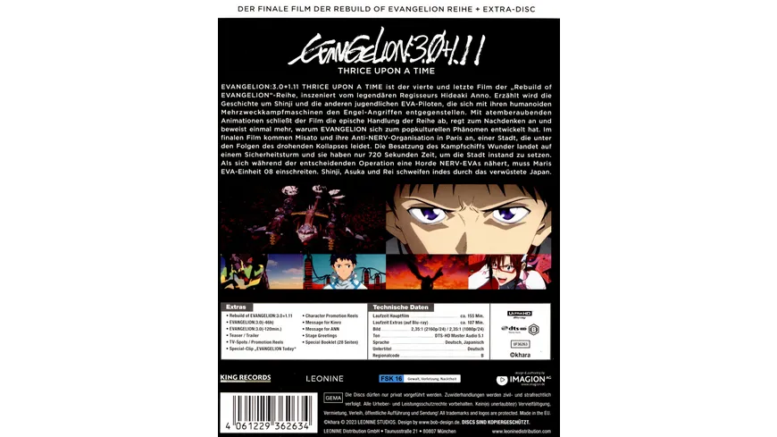 Evangelion: 3.0+1.11 Thrice Upon a Time  - Mediabook - Special Edition  (2 4K Ultra HDs) (+ Blu-ray)
