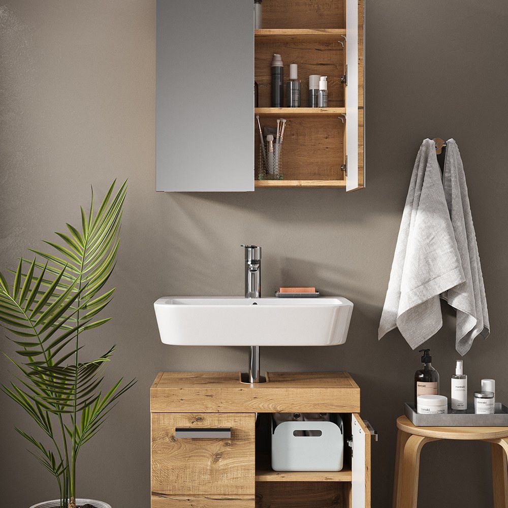 Vicco Badezimmer-Set Badezimmerset LUNA Eiche Wotan Set 1, (2-St., 2-er Set)