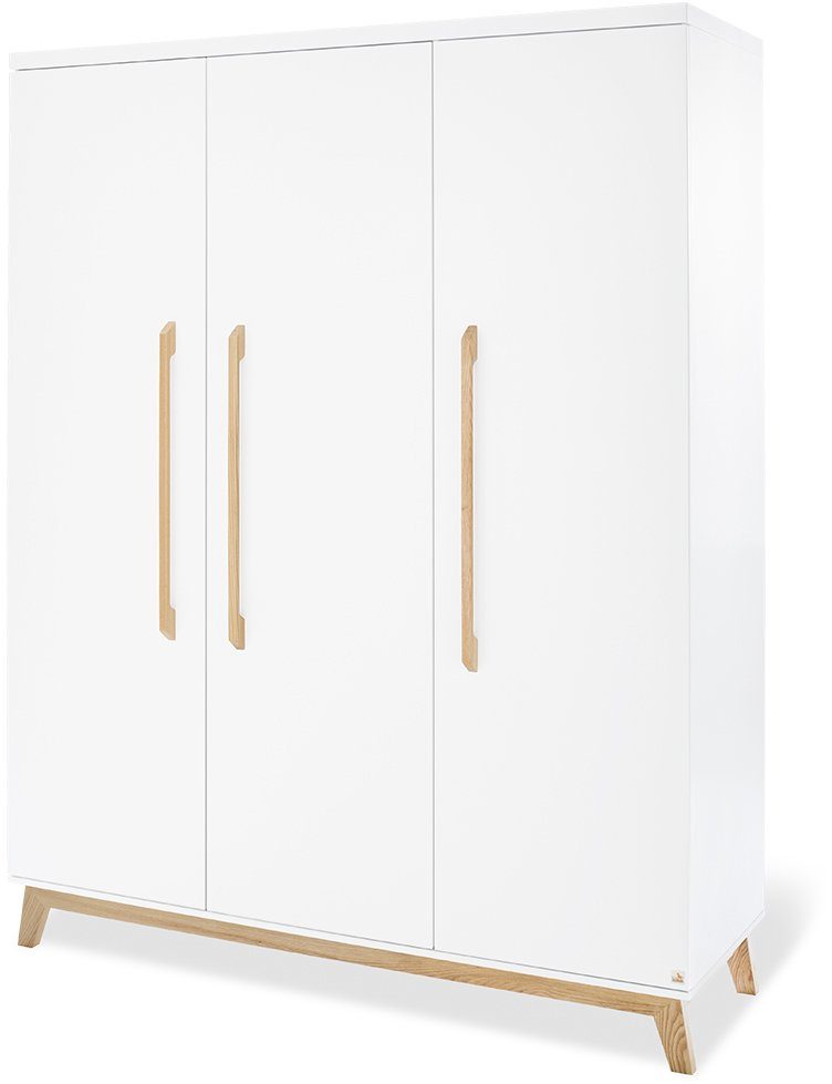 Pinolino® Babyzimmer-Komplettset Riva, (Set, 4-St., Kinderbett, Wickelkommode, Schrank, Wandregal), extrabreit groß; Kinderbett, Wickelkommode, 3-trg. Schrank & Wandregal
