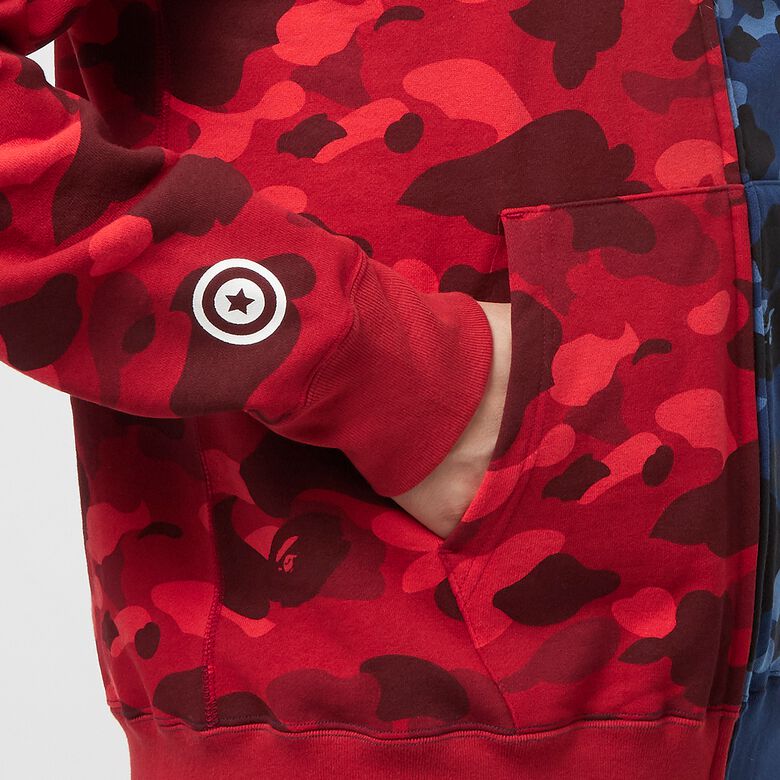 A Bathing Ape Color X Camo Separate Shark Full Zip Hoodie red x navy