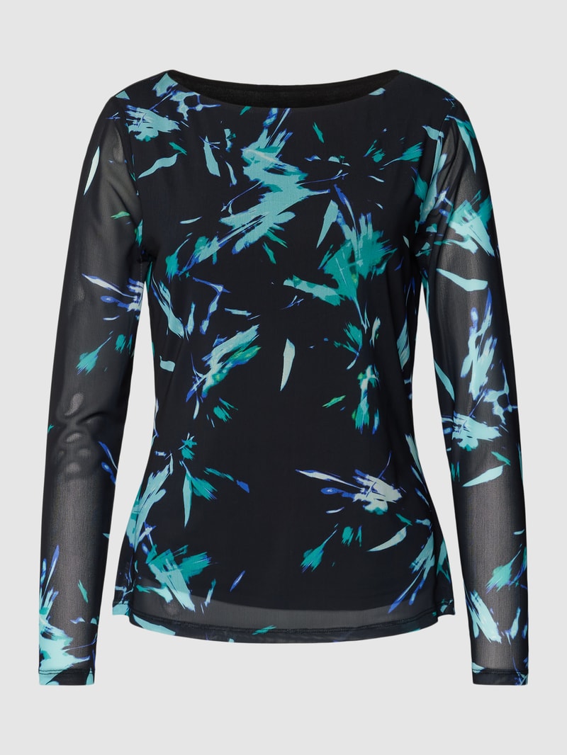 Longsleeve in semitransparentem Look in petrol