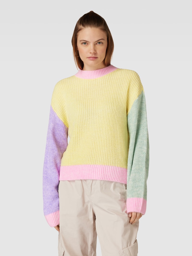 Strickpullover im Colour-Blocking-Design Modell 'MANNA' in hellgelb
