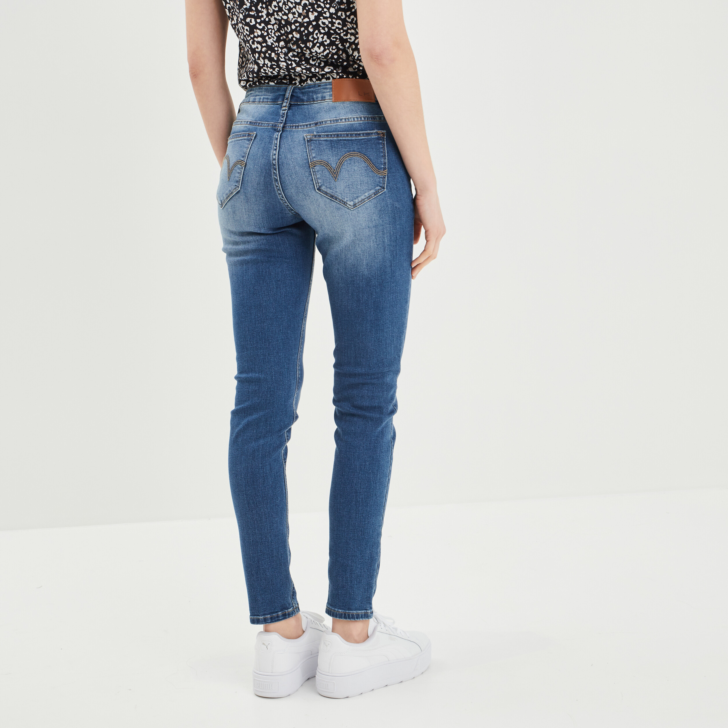 Jeans skinny taille basse denim stone femme | La Halle