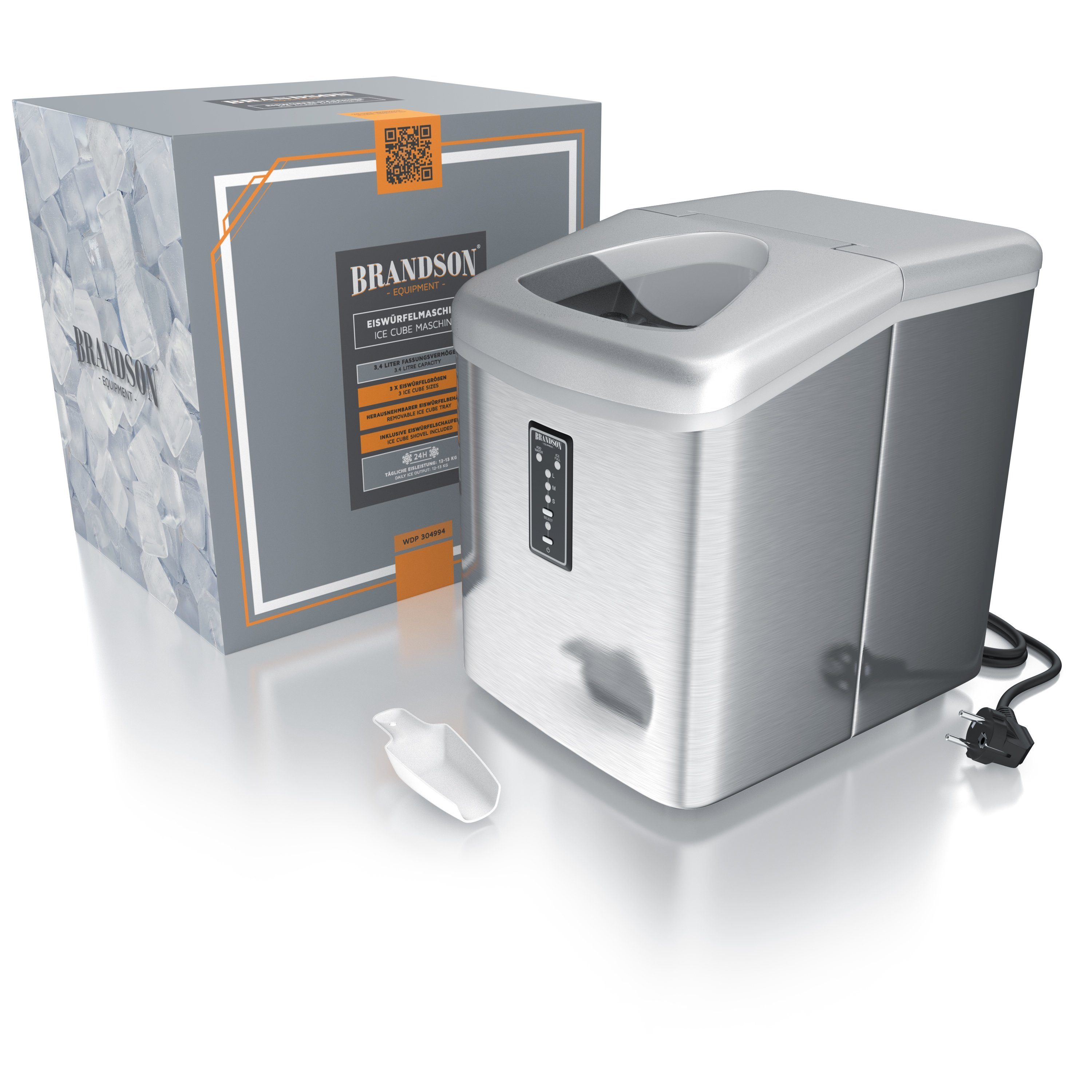 Brandson Eiswürfelmaschine, Eiswürfelbereiter 150 W, 3,4 Liter, 9 Eiswürfel in 11 Minuten