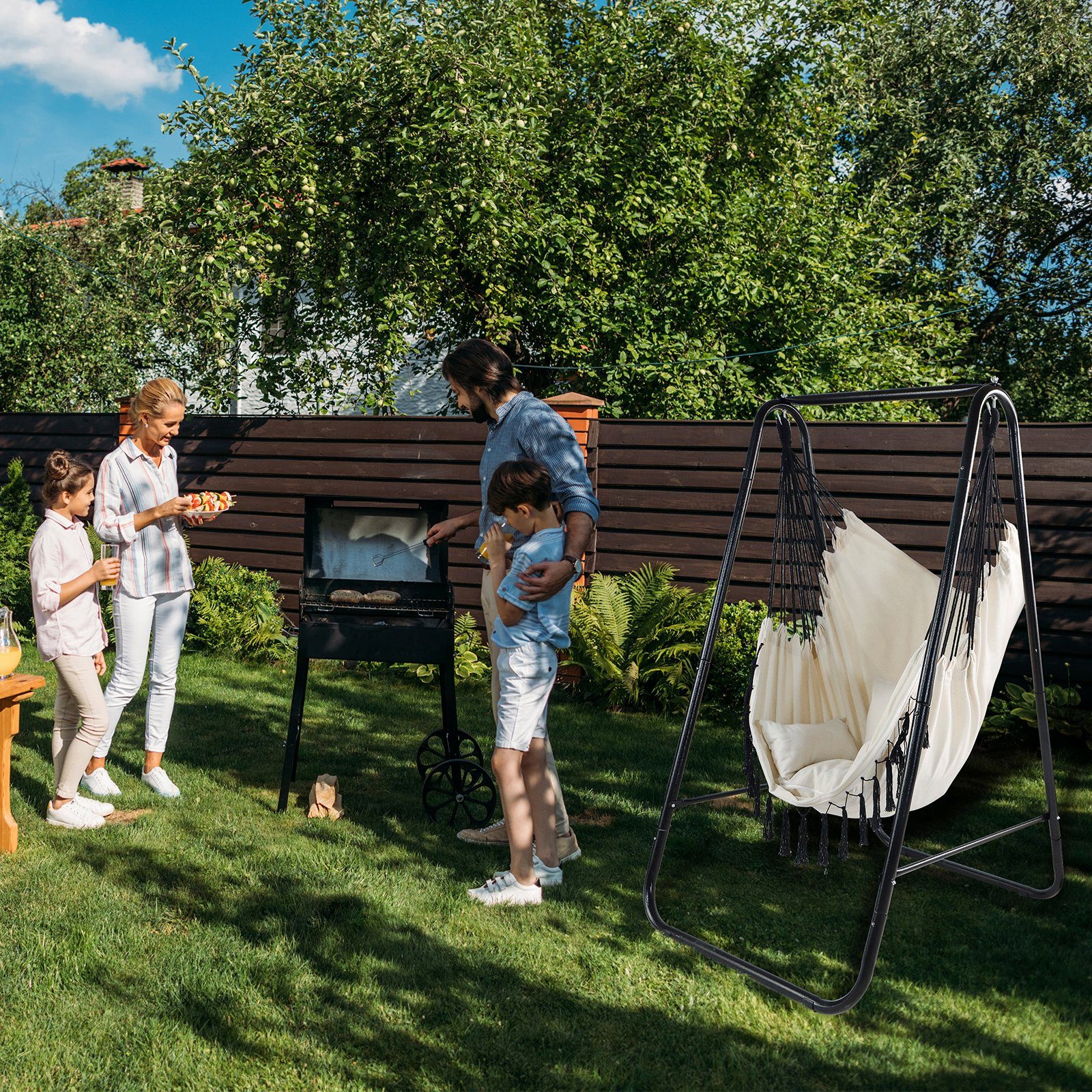 CCLIFE Hängesessel Hängesessel mit Gestell Hängeschaukel Hängestuhl, mit gestell