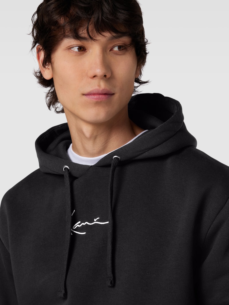 Hoodie mit Label-Stitching Modell 'SIGNATURE' in black