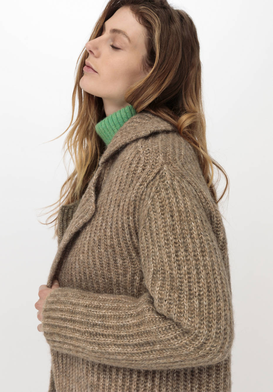Strickjacke aus Alpaka mit Bio-Baumwolle