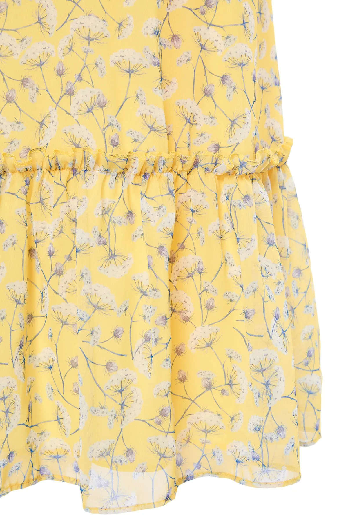 Trendyol Collection  Gelbes Midi-Kleid mit Blumenmuster und A-Schnitt TWOSS19LJ0200