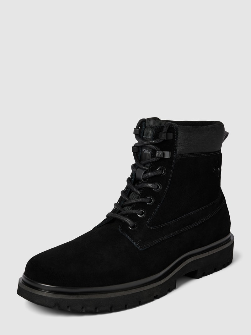 Schnürboots aus Leder-Mix Modell 'EVA' in black