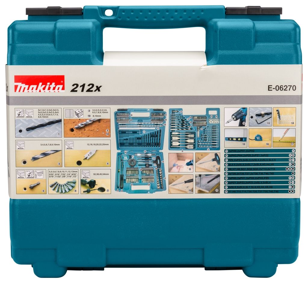 Makita Tilbehør E-06270 Bore-/skruebitssæt 212 dele