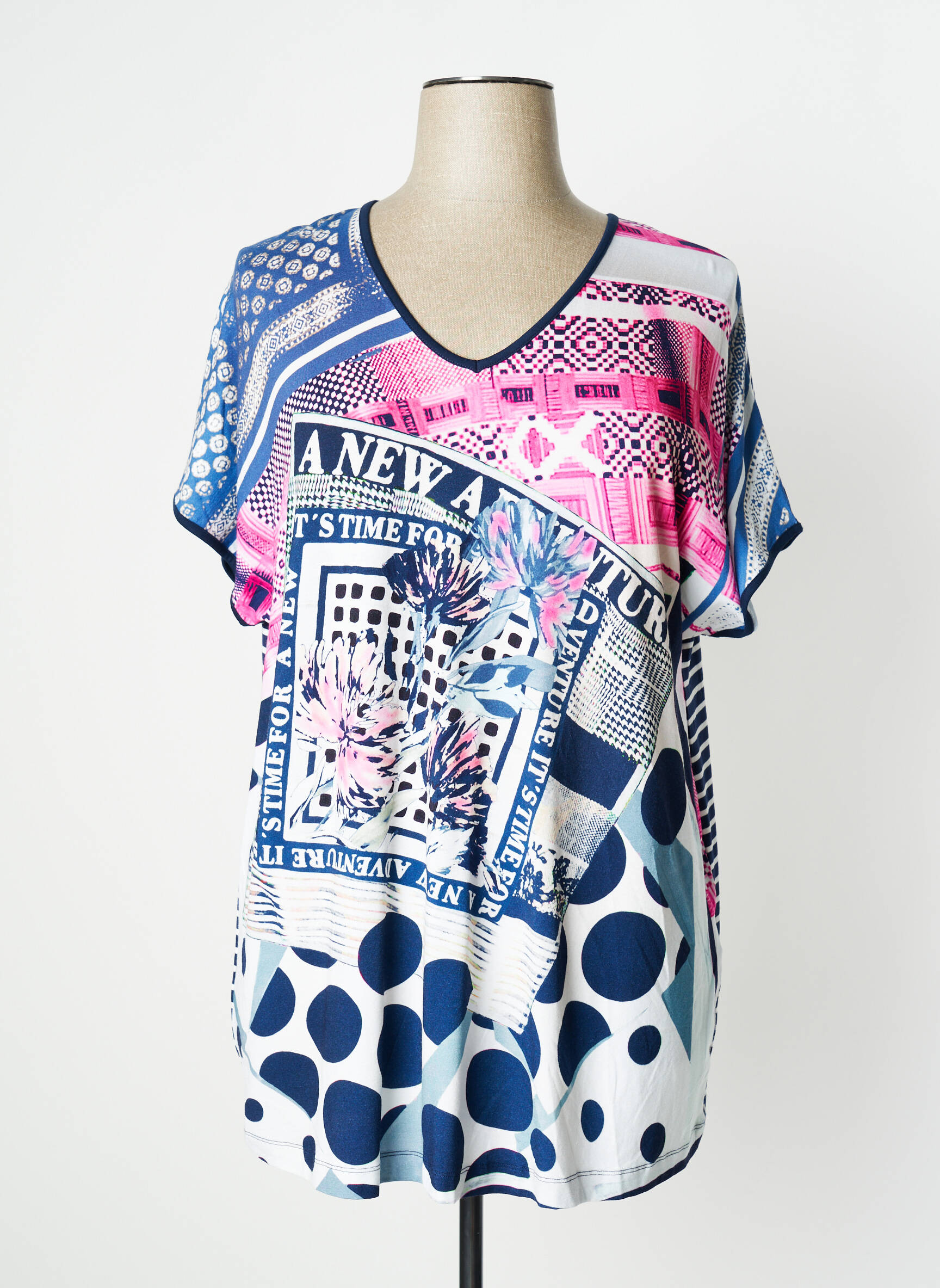 Chalou Tuniquemanchecourte Femme couleur bleu
